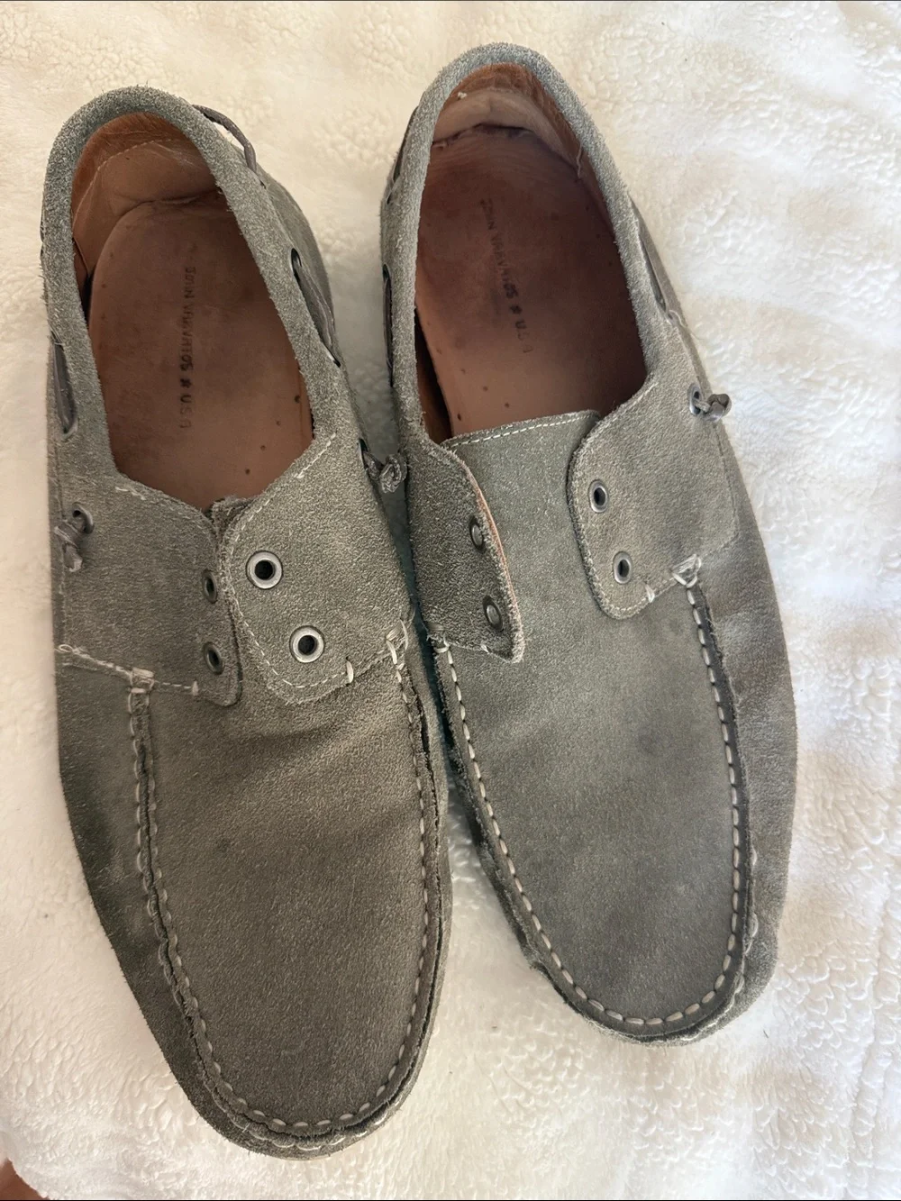 John Varvatos Gray Suede Boat Shoes